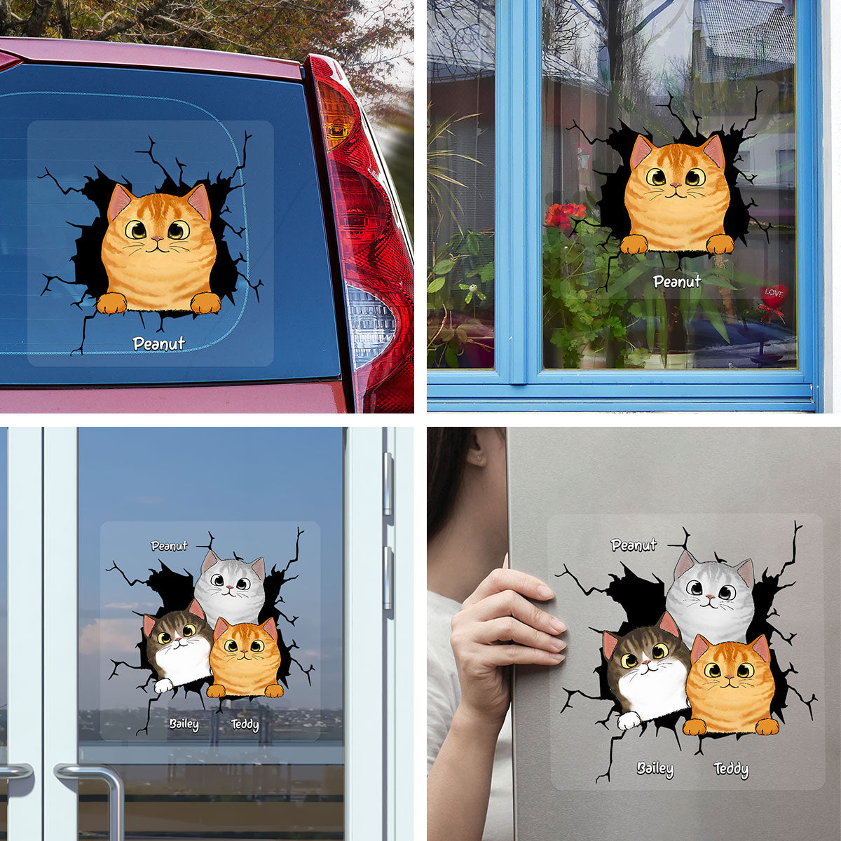 Peeking Cats Personalized Decal, Gift For Cat Lovers