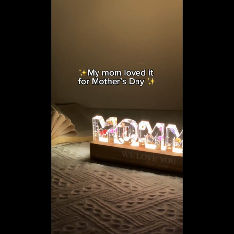 Custom Flower Printed LED Night Light, Birth Month Flower, Gift For Mom, For Grandma, For Wife