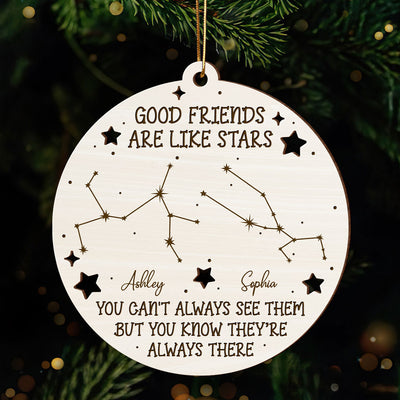 Friends Are Like Stars Zodiac Sign Personalized Wooden Ornament