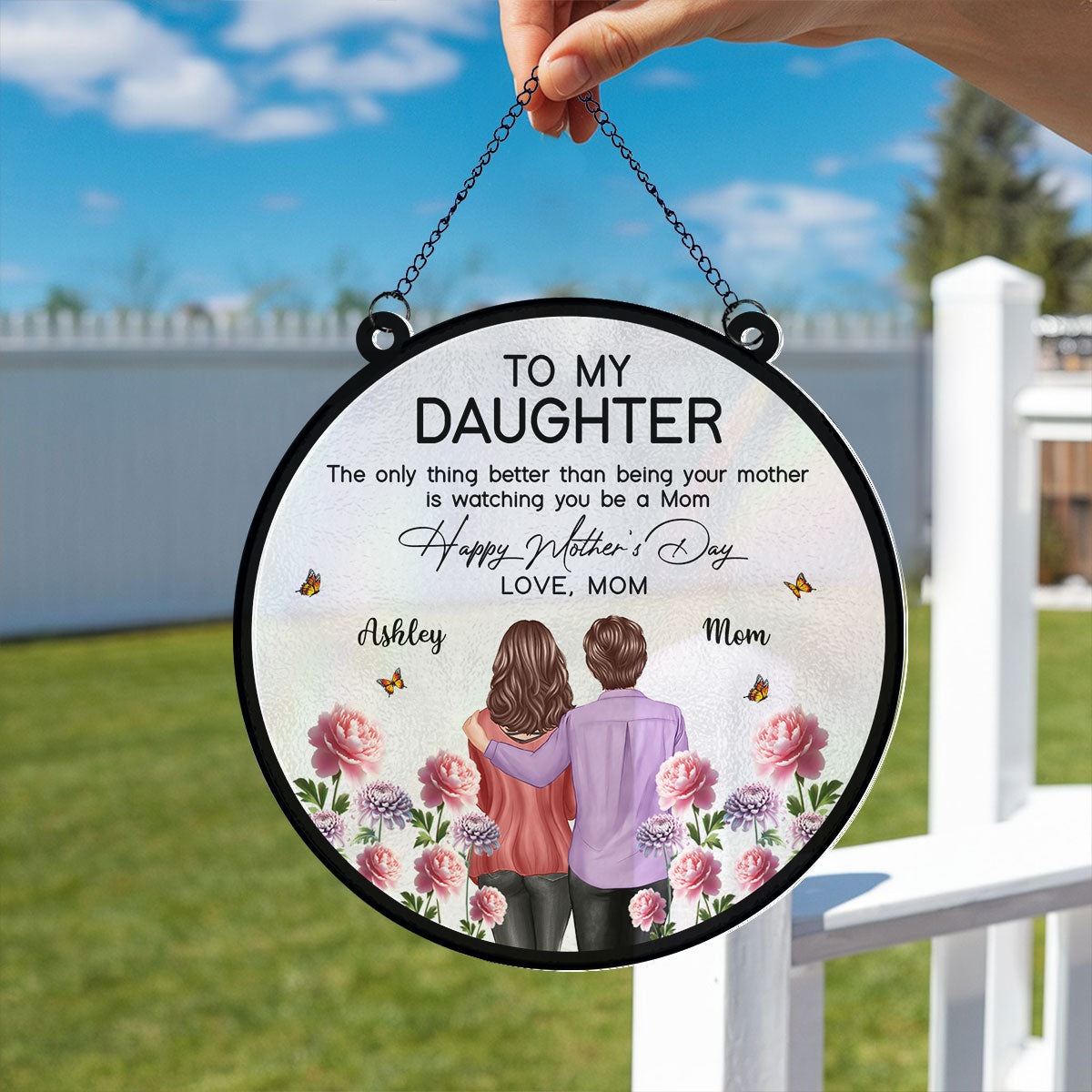 To My Daughter From Mom Happy Mother's Day Birth Flower Personalized Suncatcher, Gift For Daughter