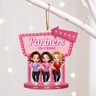 Besties Sisters 3D Effect Pink Sign Personalized Acrylic Ornament