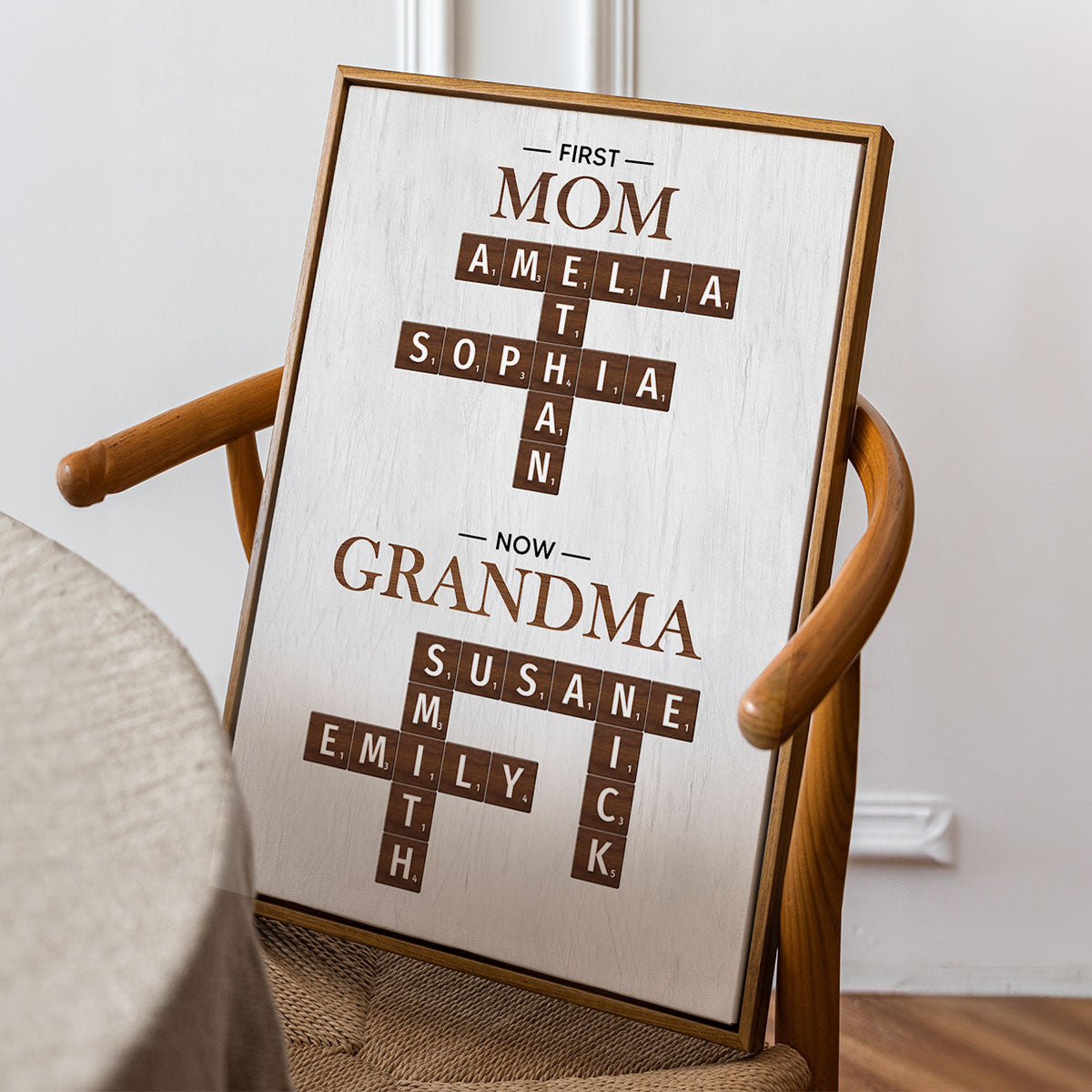 First Mom Now Grandma Crossword Puzzle Art Personalized Poster
