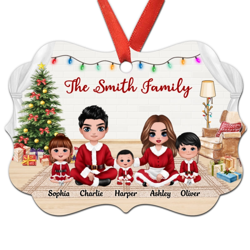Family Christmas Costume Sitting In House Personalized Christmas Ornament