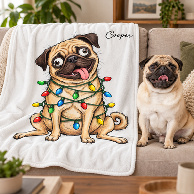 Custom Pet Portrait Quirky Silly Dog - Blanket - Funny Christmas Gift For Dog Lover