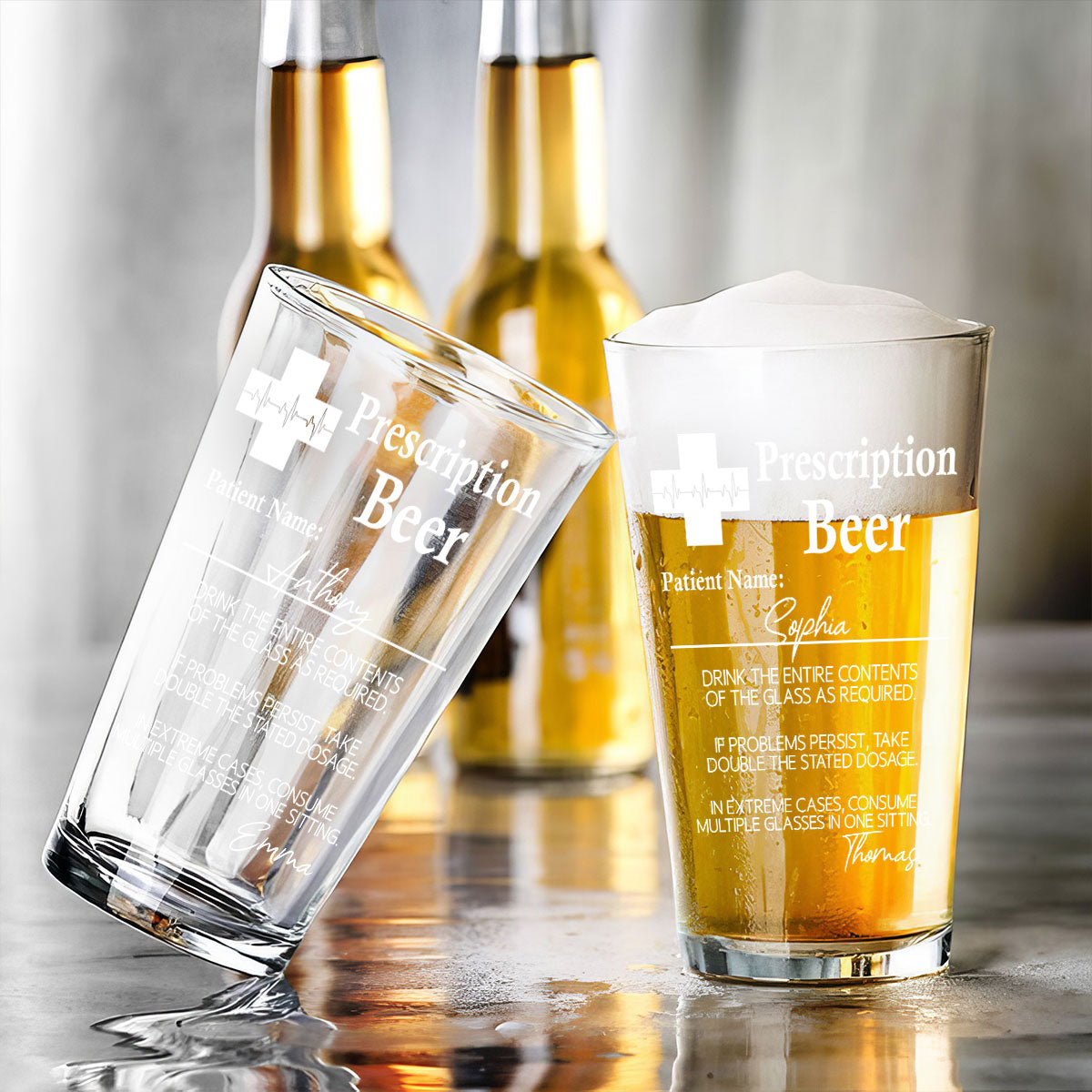 Prescription Beer Personalized Beer Glass, Funny Birthday Gift For Dad Brother Sister Bestie, Unique Father's Day Gift, Gift For Beer Lover