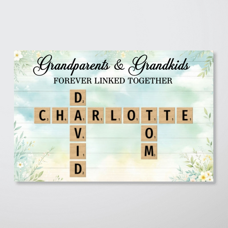 Grandma Grandpa & Grandkids Crossword Puzzle Personalized Poster, Heartfelt Gift For Grandma's Birthday, Mother's Day or Just Because