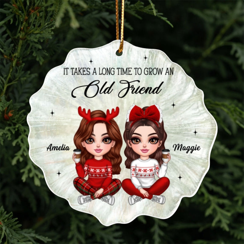 Pretty Girls Seashell Pearl Pattern Besties Sisters Personalized Acrylic Ornament