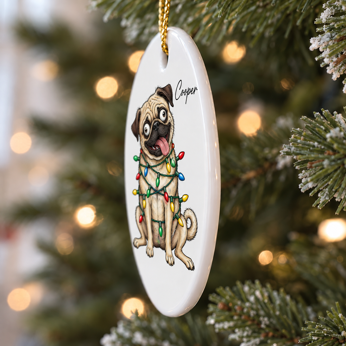 Custom Pet Portrait Quirky Silly Dog - Ceramic Ornament - Funny Christmas Gift For Dog Lover