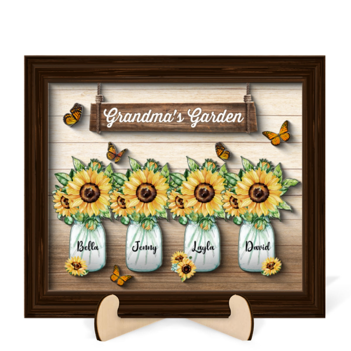 Grandma‘s Garden Personalized 2-Layer Wooden Plaque