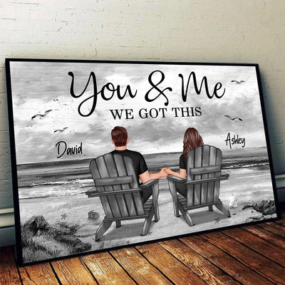 You And Me Eternal Love Beach Landscape Monochrome Personalized Poster, Heartfelt Gift For Him, For Her, Husband, Wife