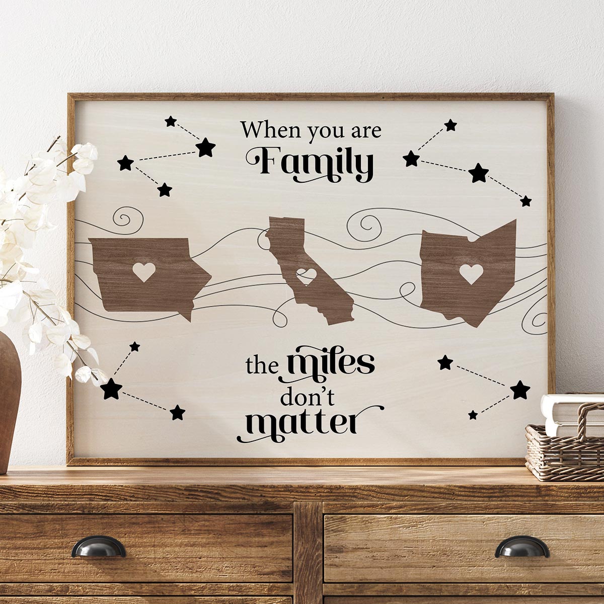 Long Distance Family Friends Siblings Sisters Besties Personalized Poster, Togetherness Christmas Gift