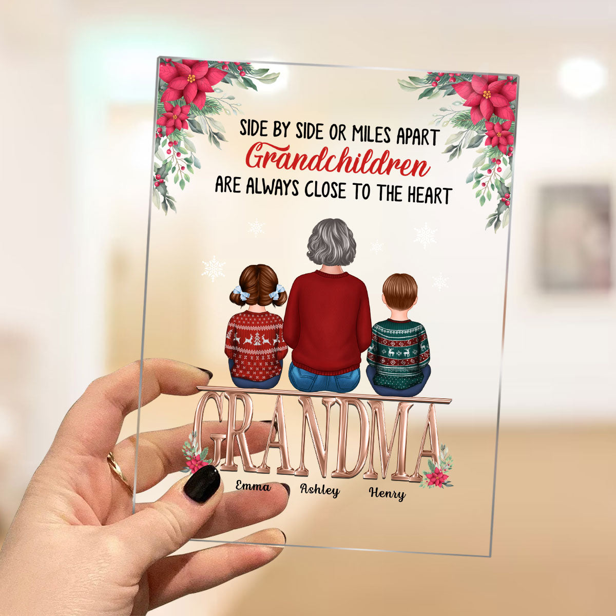 Side By Side Grandma Grandkids Personalized Acrylic Plaque