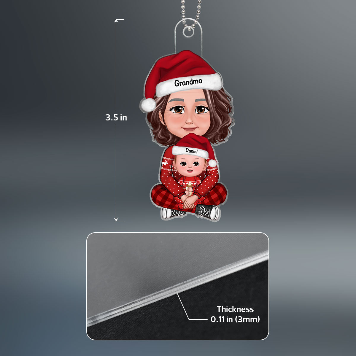 Grandma & Grandkid Christmas Gift For Granddaughter Grandson Personalized Acrylic Ornament