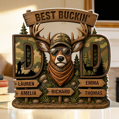 Best Buckin's Dad Hunting - Personalized Acrylic Block Plaque - Father's Day Gift For Dad, Husband