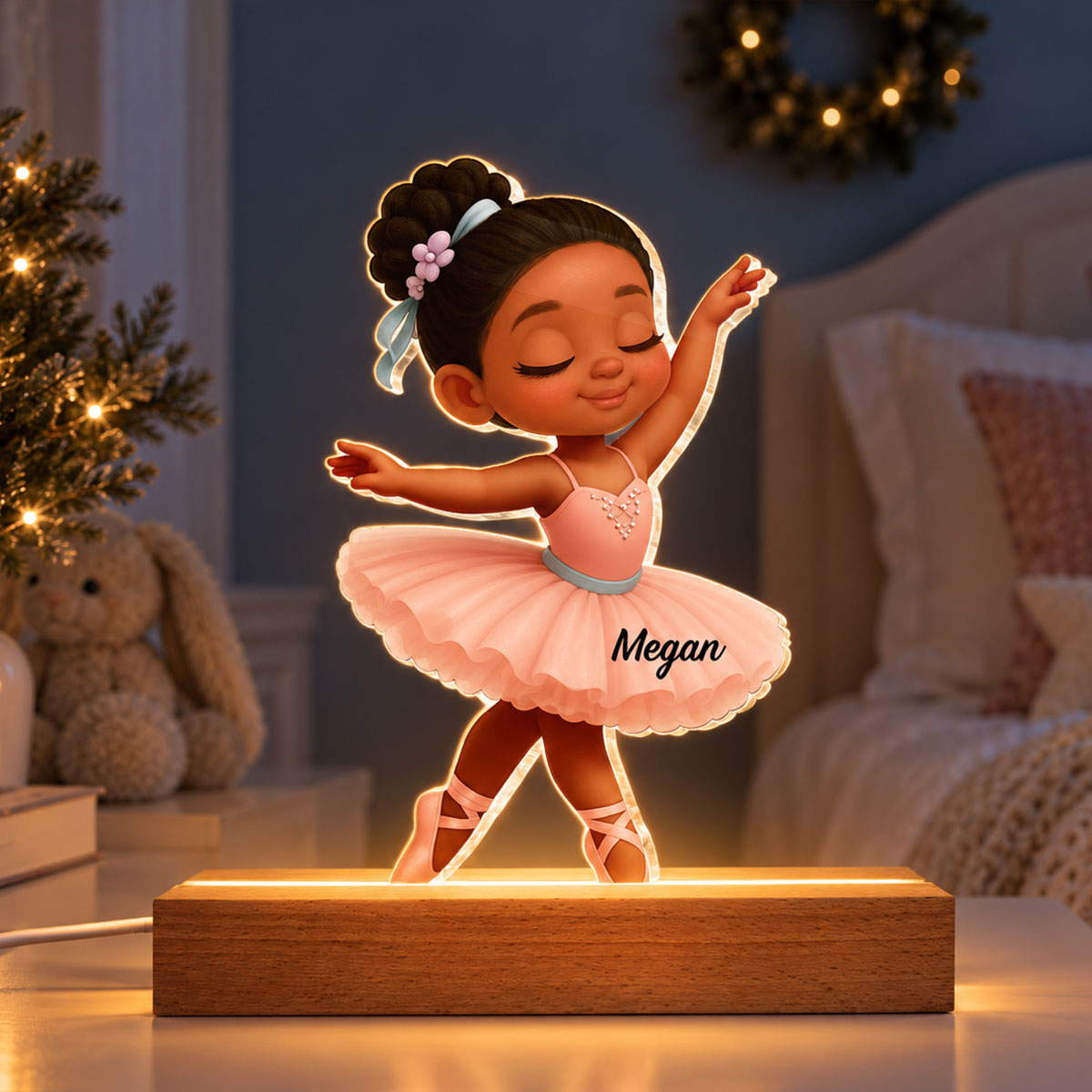 Custom Ballerina Girl - Personalized Acrylic Block LED Night Light - Nursery Room Lamp, Birthday Gift, Christmas Gift for Daughter, Granddaughter