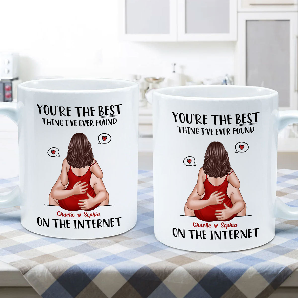 Online Dating Virtual Love Embrace Valentine‘s Couple Personalized Mug