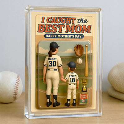 We Caught the Best Mom Baseball Custom Figure Personalized Acrylic Block Plaque, Gift for Mom, Gift for Wife