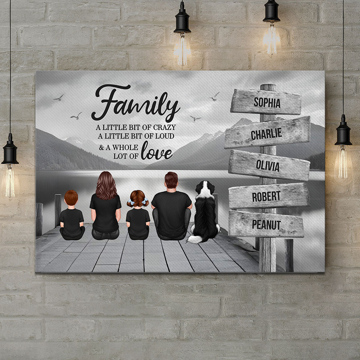 Family A Little Whole Lot of Love Sign Posts Personalized Wrapped Canvas, Heartfelt 2025 Father's Day Gift For Dad, Husband