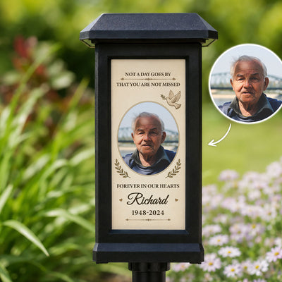 Forever in Our Hearts - Personalized Solar Garden Light - Custom Photo Gravesite Light, Outdoor Remembrance Garden Stake, Loss of Loved One Sympathy Gift