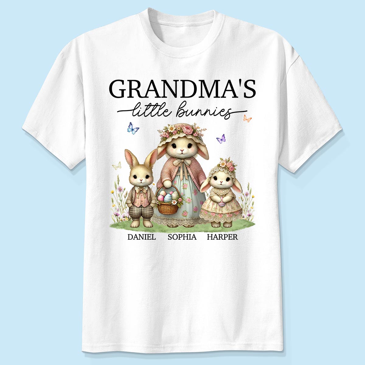 Vintage Grandma Bunny Easter Personalized Shirt