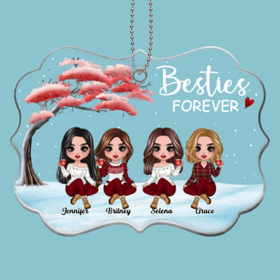 Red Tree Doll Besties Sisters Personalized Acrylic Ornament