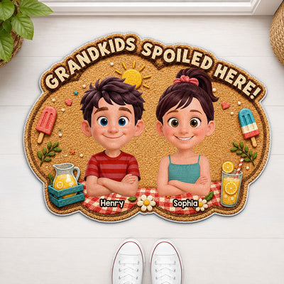Grandkids Spoiled Here - Personalized Doormat - Gift For Grandparents, Summer Decor