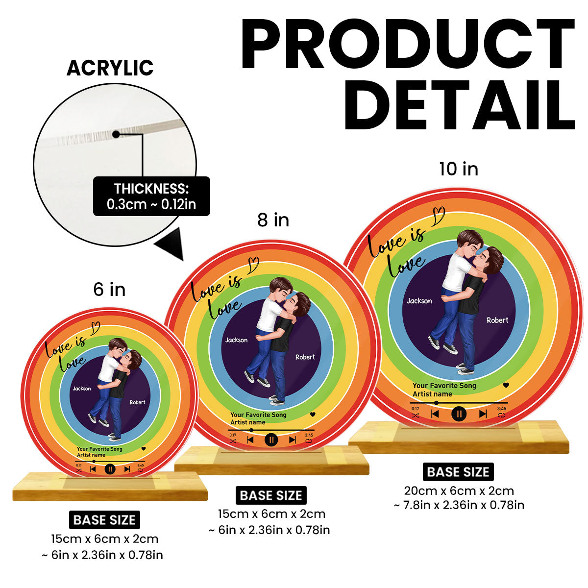 Custom Song  LGBTQ Couple Personalzied Acrylic Record, Anniversary gift, Pride Month gift for him, for her