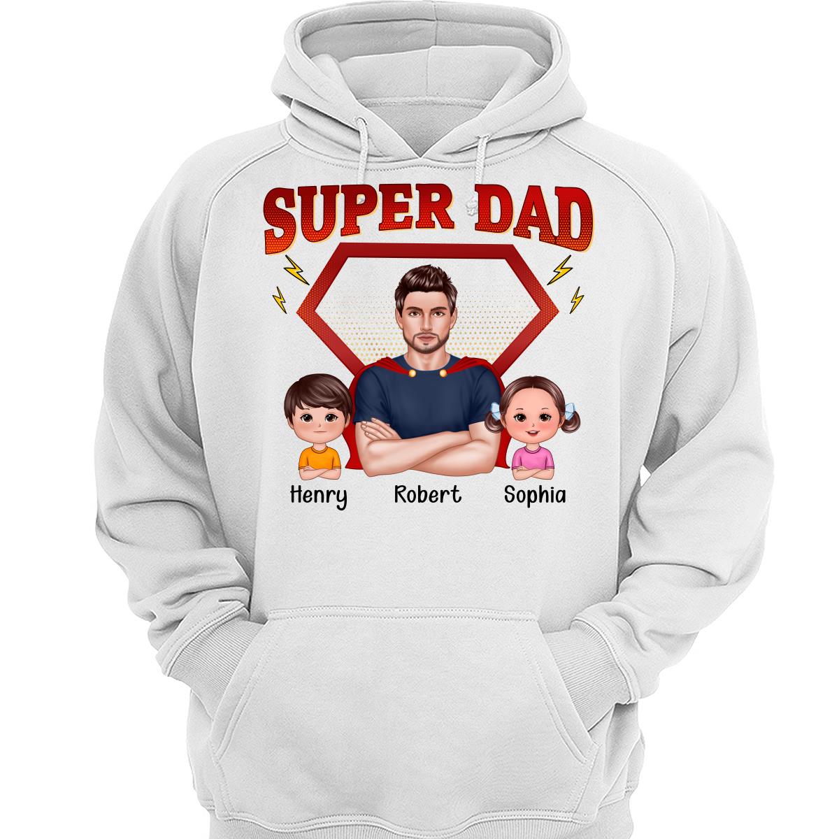 Super Dad Cool Man & Doll Kids Personalized Shirt