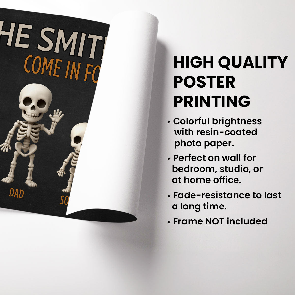 Halloween Funny Skeleton Family Personalized Poster, Halloween Decor| ?? Made in the USA