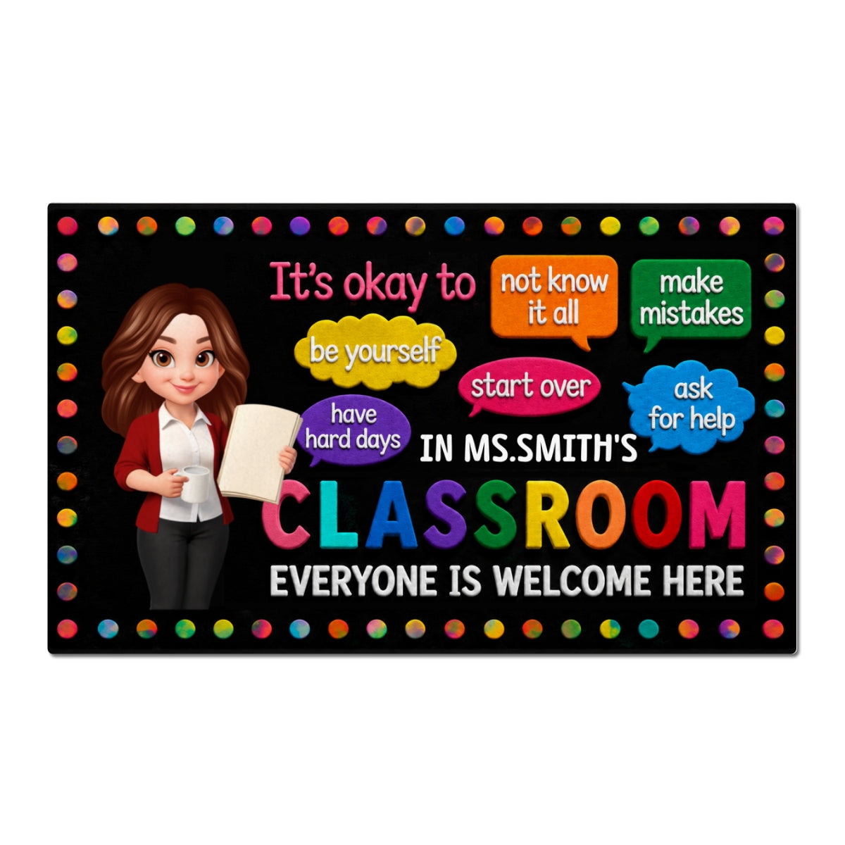In Teacher Classroom It's Okay To Be Yourself - Personalized Doormat - Back To School Gift For Teacher, Classroom Decor