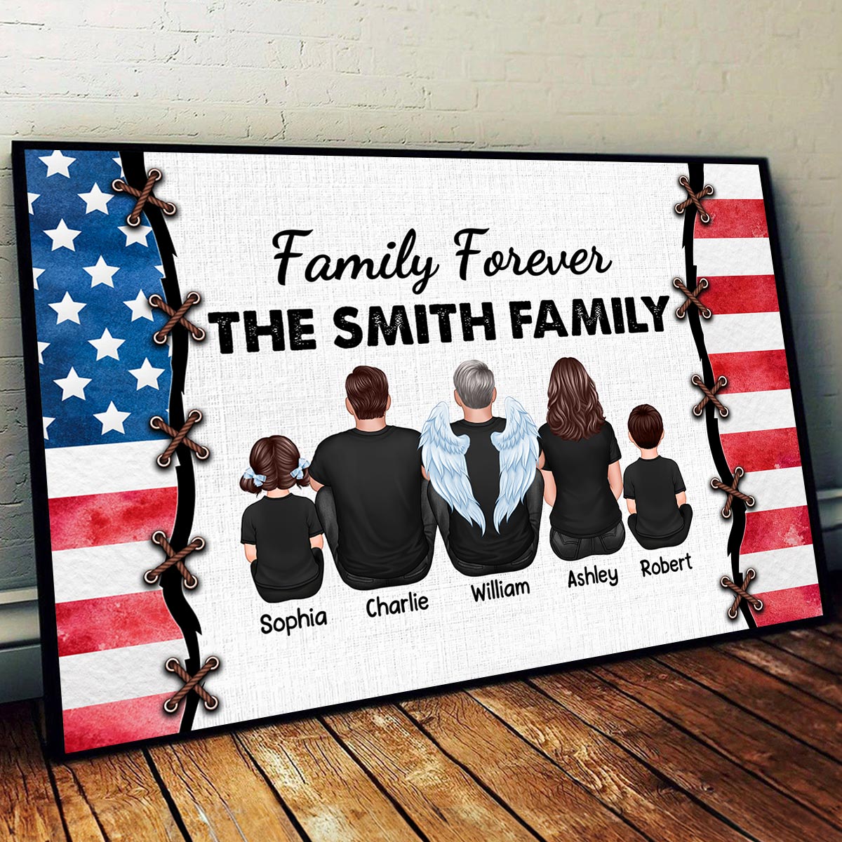 Family Forever American Flag Personalized Poster