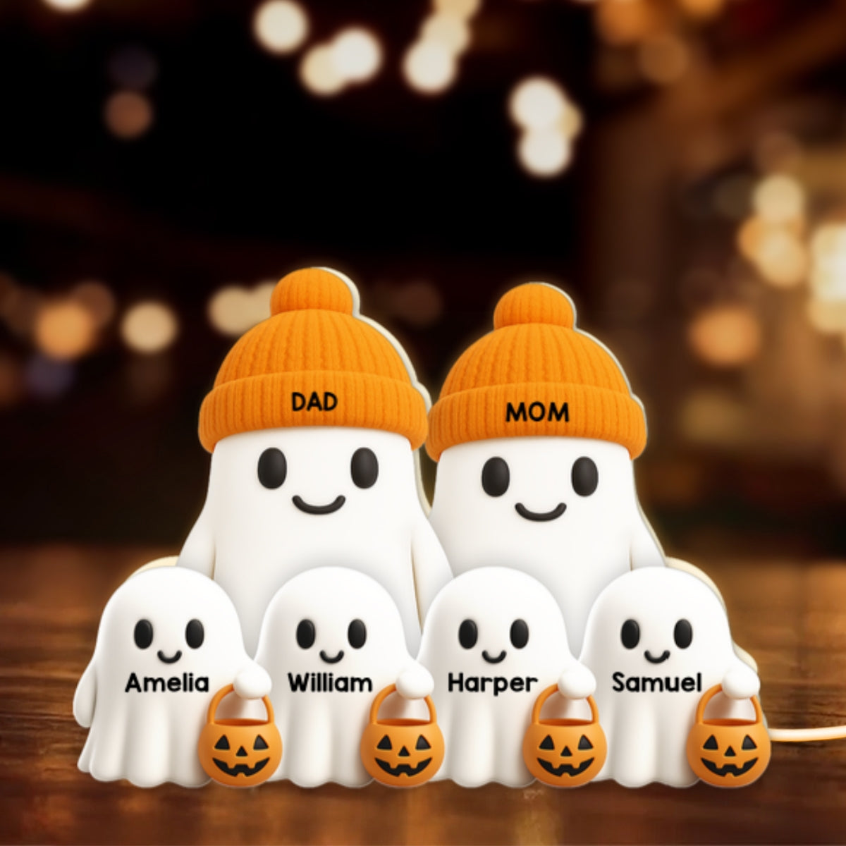 Family Dad Mom Kids Boo Crew Fall Halloween Decor - Personalized Light Box - Gift For Family