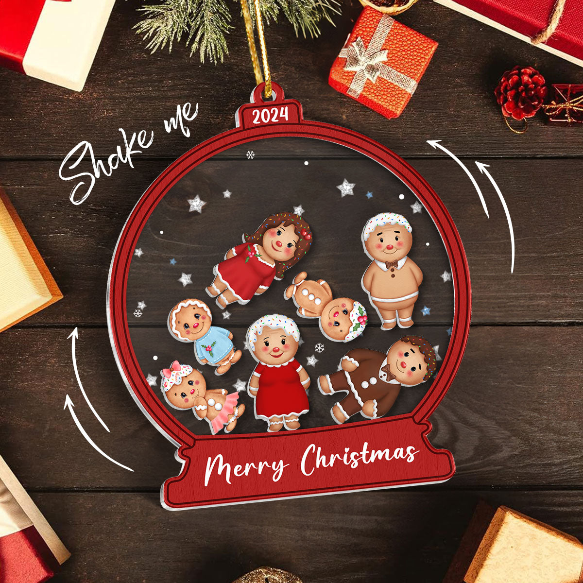 Gingerbread Cookies Family Personalized Shaker Ornament, Christmas Gift
