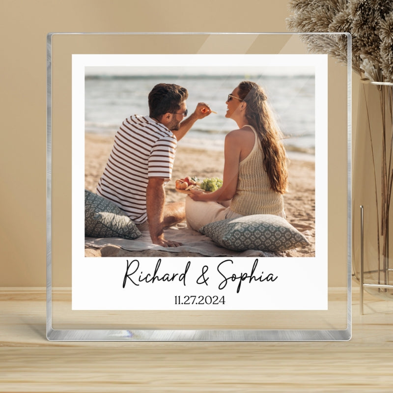 Couple Photo Frame Upload Personalized Acrylic Square Block Plaque, Heartfelt  Gift For Couple, For Him, For Her, Boyfriend, Girlfriend, Husband, Wife