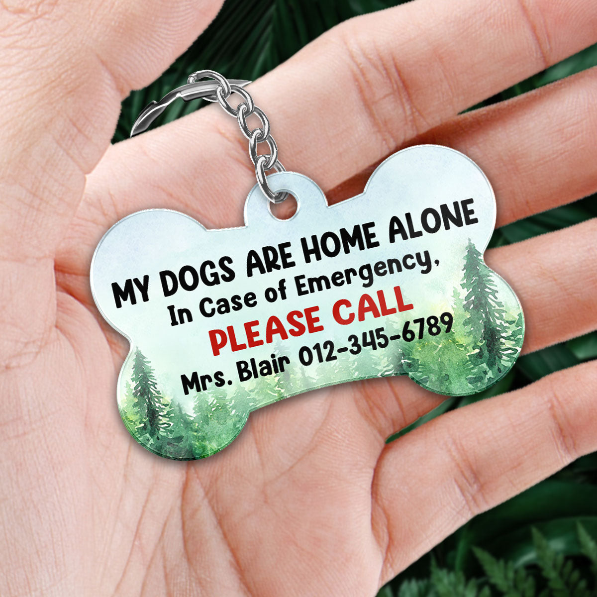 Forest Landscape My Pets Home Alone Peeking Dog Cat Personalized Acrylic Keychain