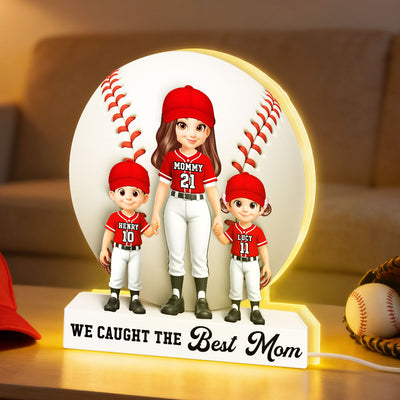 Baseball Softball We Caught The Best Mom - Personalized Light Box - Mother's Day Gift For Baseball Mom, Softball Mom
