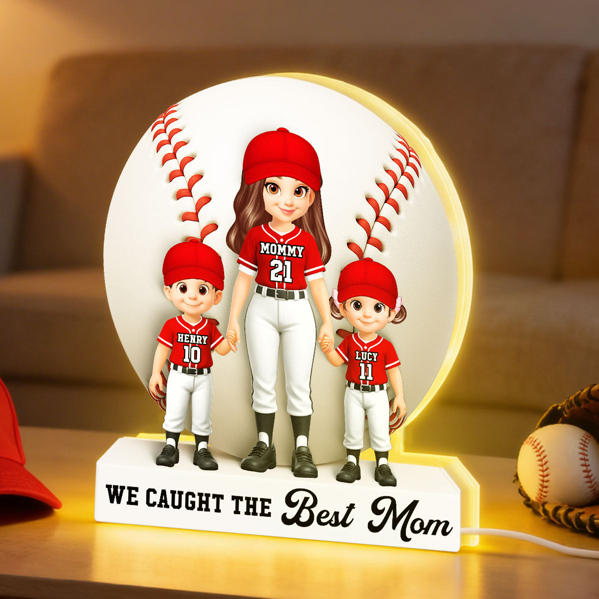 Baseball Softball We Caught The Best Mom - Personalized Light Box - Mother's Day Gift For Baseball Mom, Softball Mom