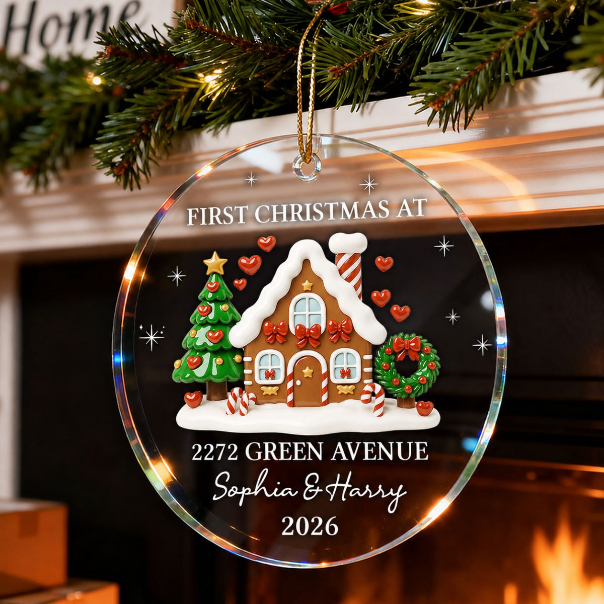 First Christmas New Home 3D Effect Gingerbread House - Personalized Acrylic Ornament