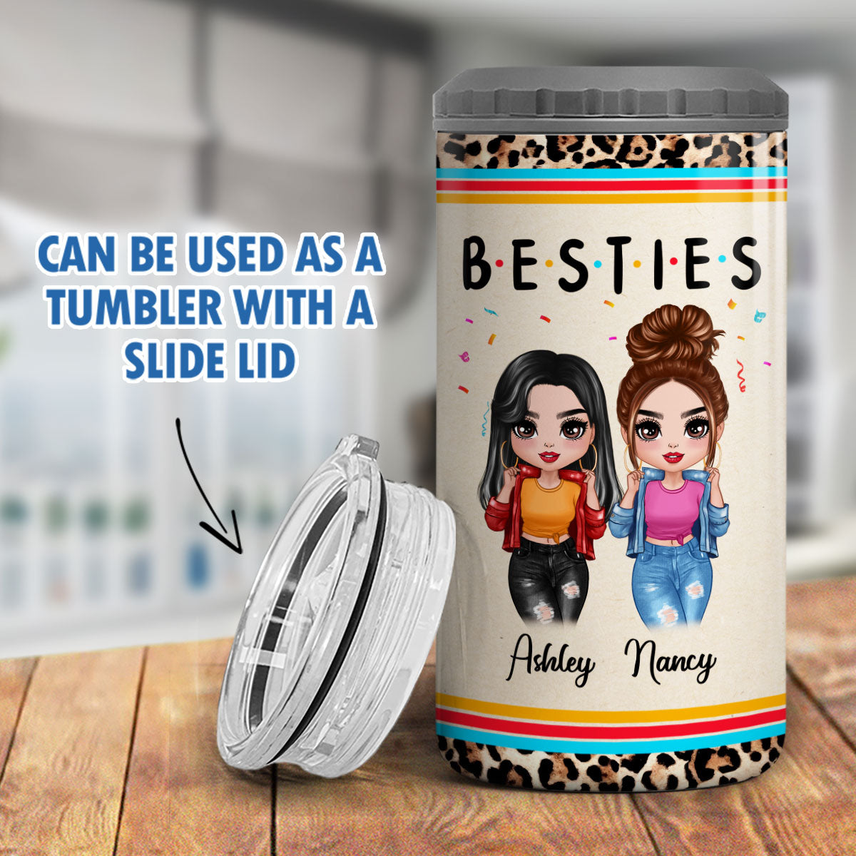 Friends Sisters Besties Cool Doll Personalized 4 In 1 Can Cooler