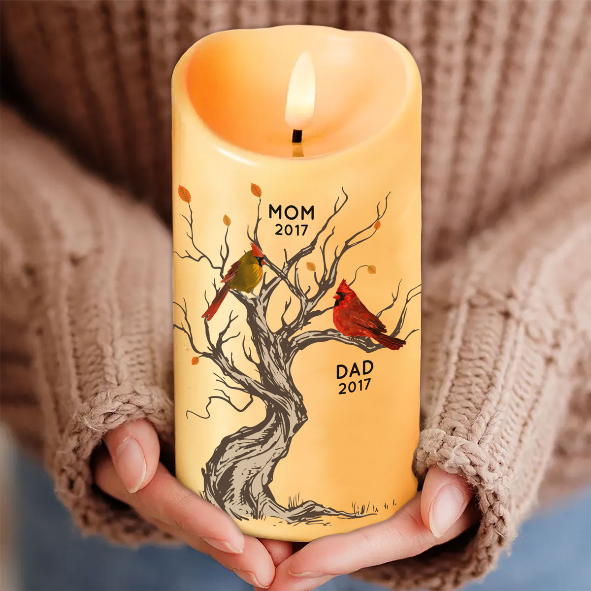 Cardinals Memorial Hard To Forget Personalized LED Candle, Remembrance Gift, Sympathy Gift
