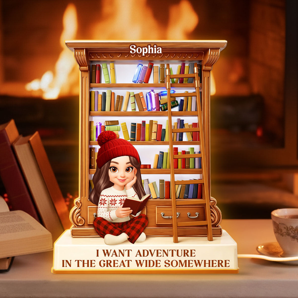 I Want Adventure In The Great Wide Somewhere - Personalized Light Box - Gift for Book Lovers