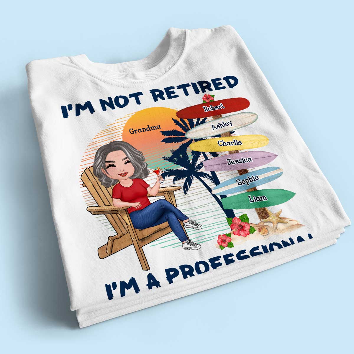 Retired Grandma Kids Names Sign Personalized Shirt
