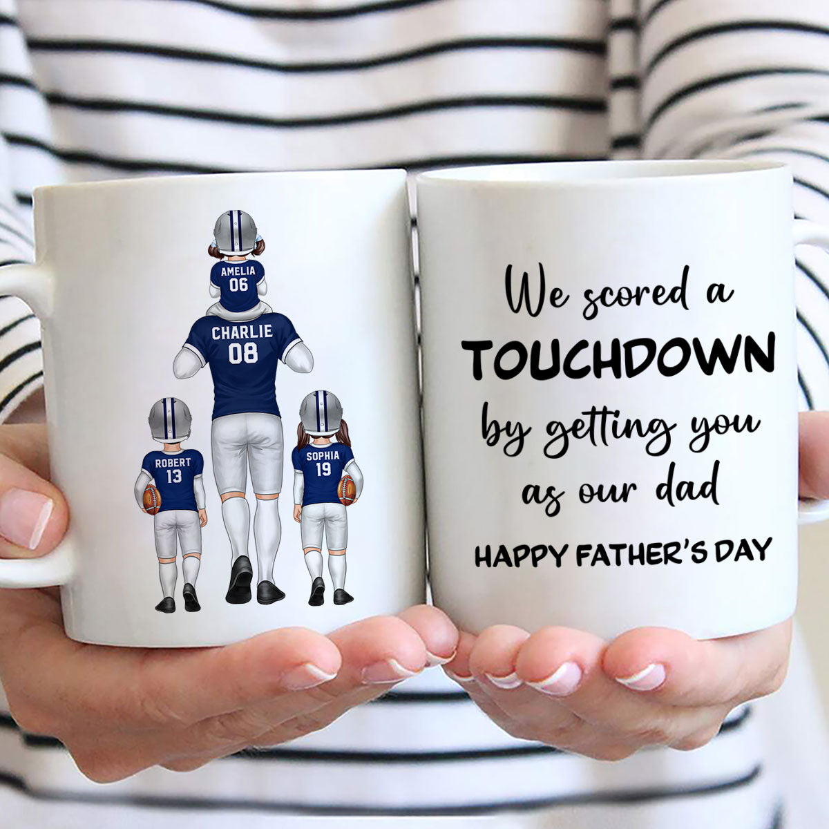 We Scored A Touchdown Getting You As Our Dad American Football Dad Father‘s Day Gift Personalized Mug