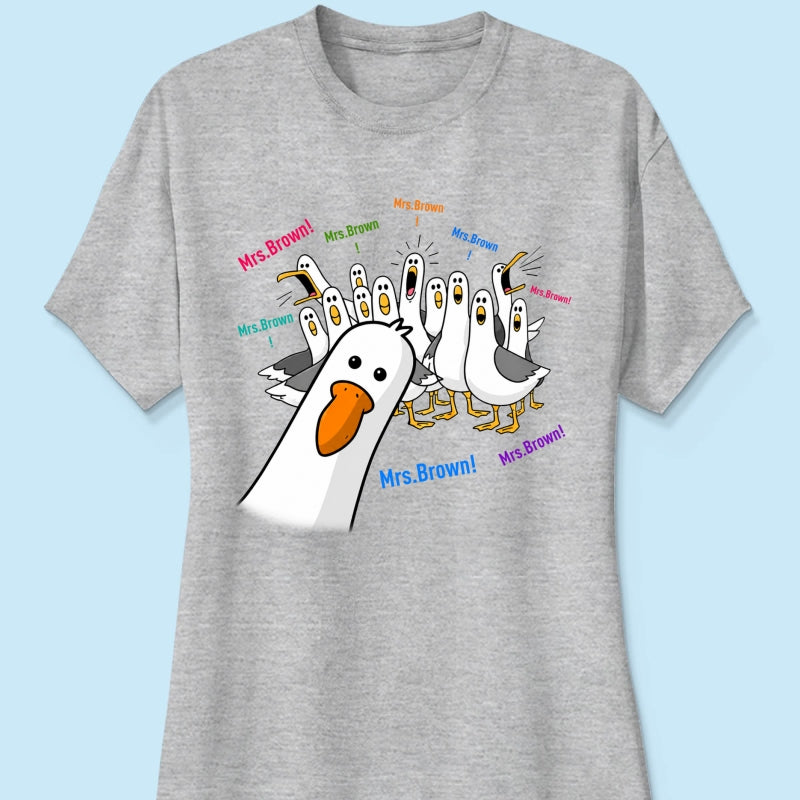 Funny Seagulls Teacher Name - Personalized Shirt - Back To School Gift For Teacher