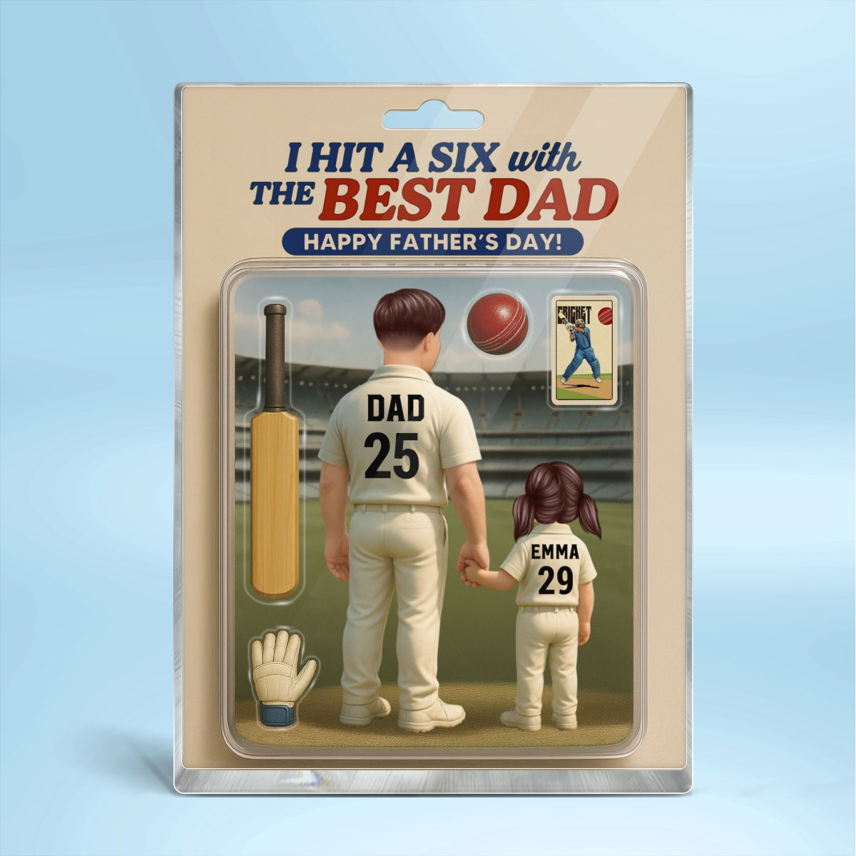 Hit A Six With The Best Dad Cricket Dad - Personalized Acrylic Block Plaque - Father's Day Gift