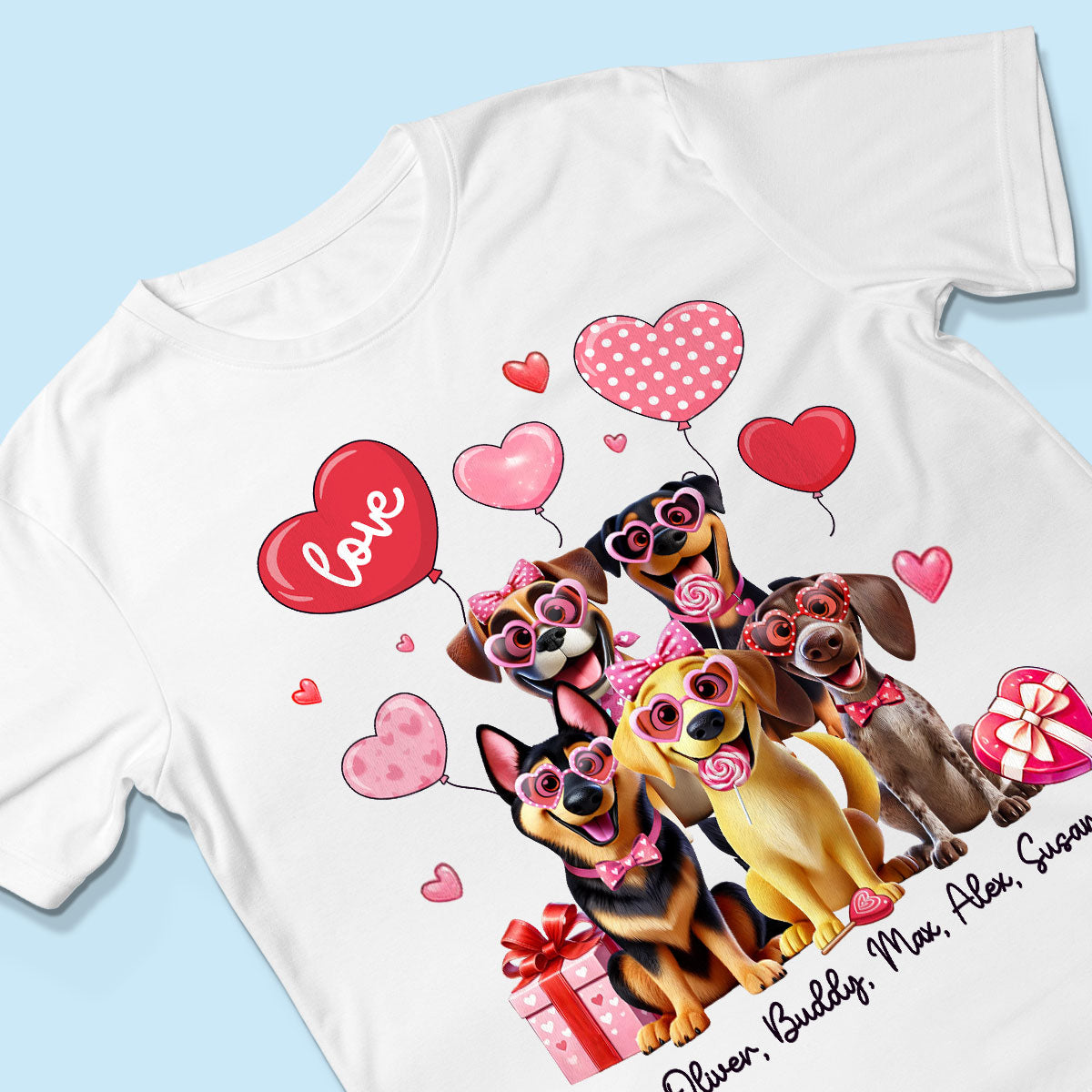 Personalized  Heart Balloon Shirt For Dog Mom, 3D Cute Dogs