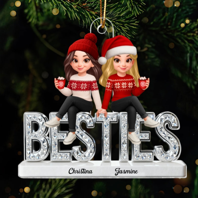 [BUY 1 GET 1 FREE] 3D Shinning Effect Besties Christmas - Personalized Acrylic Ornament - Gift For Best Friends