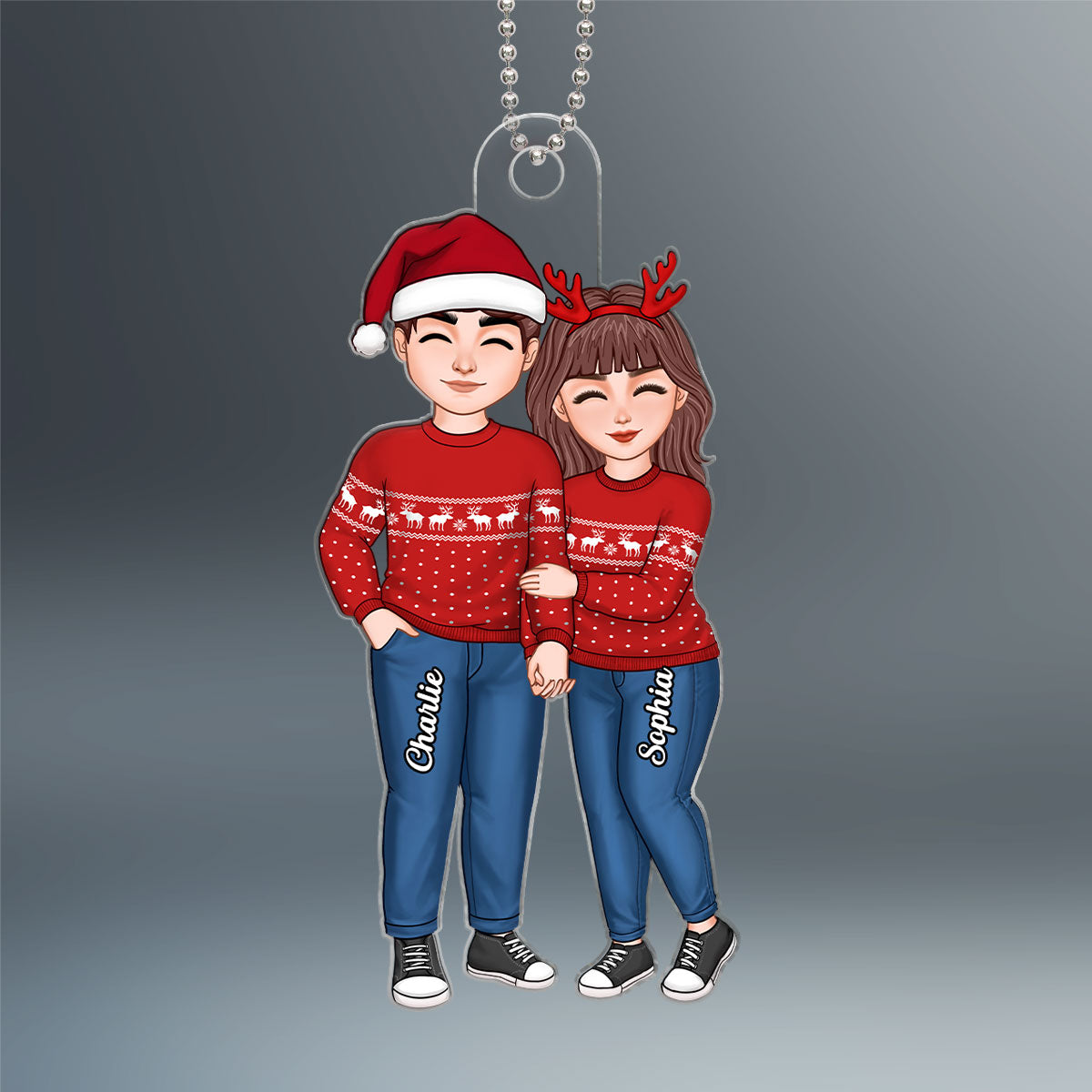 Cute Couple Loves Holding Hand Personalized Acrylic Ornament