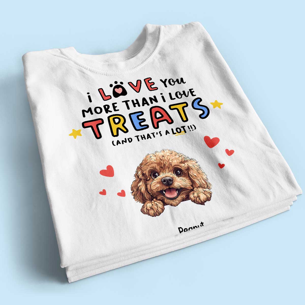 I Love You More Than I Love Treats Cartoon Peeking Dog Personalized Shirt, Gift for Dog Moms