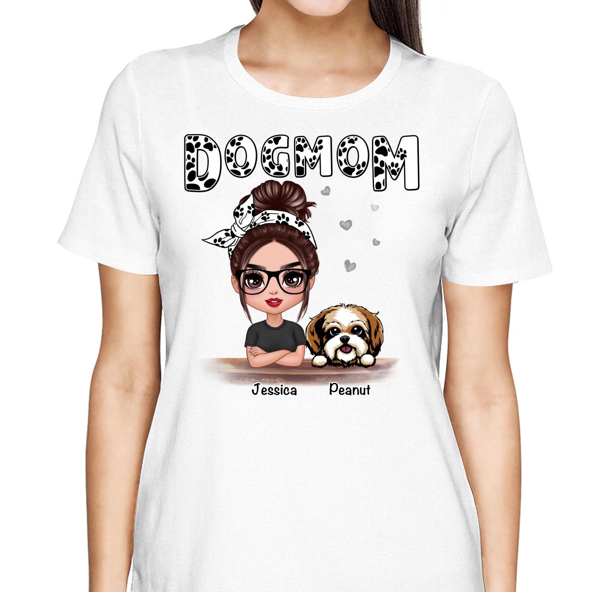 Doll Dog Mom Paw Pattern Personalized Shirt